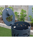 Cestone portarifiuti dal design originale in acciaio zincato e verniciato - Capacità Lt 80 - con spegnisigarette - cm Ø40,5x80,5