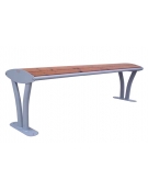 Panchina senza schienale in acciaio zincato e verniciato, doghe in legno di pregio - cm 165x44,5x50h