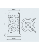 Cestone portarifiuti dal design originale in acciaio zincato e verniciato, con spegnisigarette - base in cemento - Lt 80