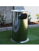 Cestino portarifiuti di forma cilindrica in acciaio inox - capacità 110 lt - cm Ø59x94h