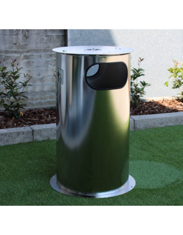 Cestino portarifiuti di forma cilindrica, in acciaio zincato e verniciato, capacità 110 lt - cm Ø59x94h