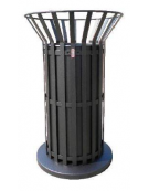 Cestino portarifiuti 80 lt di forma cilindrica in acciaio zincato e verniciato. Con base in ferro, da tassellare- cm Ø57x85,1h