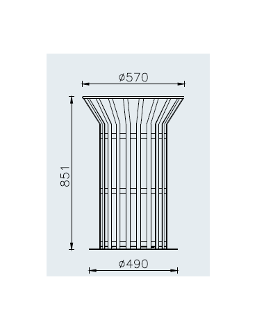 Cestino portarifiuti 80 lt di forma cilindrica in acciaio zincato e verniciato. Con base in ferro, da tassellare- cm Ø57x85,1h