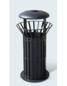 Cestino portarifiuti da 80 lt, di forma cilindrica in acciaio zincato e verniciato - base in ferro, da tassellare - cm Ø57x105,3