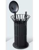 Cestino portarifiuti da 80 lt, di forma cilindrica in acciaio zincato e verniciato - base in ferro, da tassellare - cm Ø57x105,3