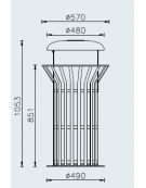 Cestino portarifiuti da 80 lt, di forma cilindrica in acciaio zincato e verniciato - base in ferro, da tassellare - cm Ø57x105,3