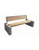 Panchina con schienale, doghe in legno di pregio, struttura in acciaio zincato e verniciato e cemento - cm 198,8x73x78,2h