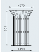 Cestino portarifiuti da 80 lt di forma cilindrica, in acciaio con doghe in legno di pino - base in ferro, da tassellare