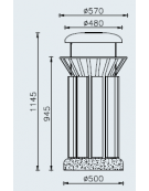Cestino da 80 lt di forma cilindrica in acciaio zincato e verniciato - base in cemento - rivestito con legno di pino - cm Ø57