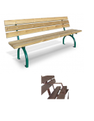 Panchina con braccioli, struttura in acciaio zincato e verniciato, schienale e seduta in doghe di legno di pregio - cm L.200