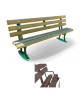 Panchina con braccioli in acciaio zincato e verniciato, seduta e schienale con doghe in legno di pregio - cm 200x57,8x82,4h