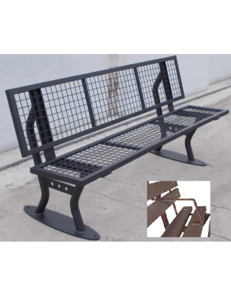 Panchina con schienale e braccioli in acciaio zincato e verniciato - cm 182x57,8x82,4h