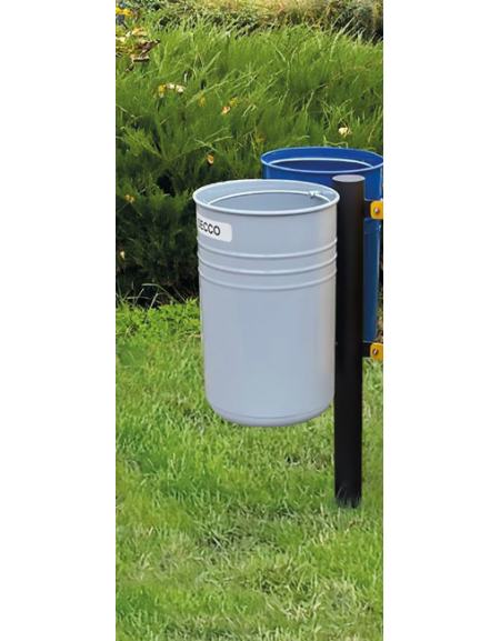 Cestino per la raccolta differenziata con 2 contenitori, da inghisare, in acciaio zincato e verniciato - cm L. 84