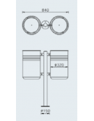 Cestino per la raccolta differenziata con 2 contenitori, da inghisare, in acciaio zincato e verniciato - cm L. 84
