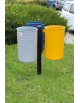 Cestino per la raccolta differenziata con 3 contenitori, in acciaio zincato e verniciato - da inghisare - cm 77,9x70,9