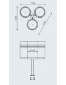 Cestino per la raccolta differenziata con 3 contenitori, in acciaio zincato e verniciato - da inghisare - cm 77,9x70,9