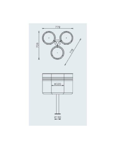Cestino per la raccolta differenziata con 3 contenitori, in acciaio zincato e verniciato - da inghisare - cm 77,9x70,9
