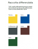 Cestino per la raccolta differenziata con 3 contenitori, in acciaio zincato e verniciato - da inghisare - cm 77,9x70,9