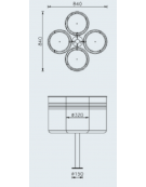 Cestino per la raccolta differenziata con 4 contenitori, da inghisare, in acciaio zincato e verniciato - cm 84x84