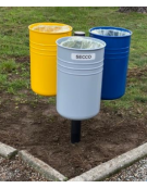 Cestino per la raccolta differenziata con 4 contenitori, da inghisare, in acciaio zincato e verniciato - cm 84x84