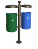 Cestino per la raccolta differenziata, 2 contenitori, in acciaio zincato e verniciato, da inghisare - cm L. 87,2