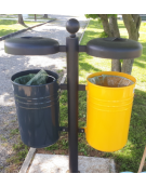 Cestino per la raccolta differenziata, 2 contenitori, in acciaio zincato e verniciato, da inghisare - cm L. 87,2