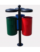 Cestino per la raccolta differenziata, 3 contenitori, in acciaio zincato e verniciato, da inghisare - cm 80,2x74,2