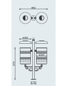 Cestino raccolta differenziata 2 settori in acciaio zincato e verniciato con coperchio e posacenere, da inghisare - cm  L. 82,5