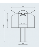 Cestino per la raccolta differenziata con 2 contenitori, completo di coperchi e posacenere, da tassellare - cm 81,6x109,5h