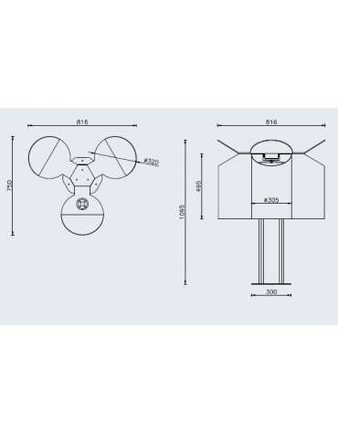 Cestino per la raccolta differenziata con 3 contenitori, completo di coperchi e posacenere, da tassellare - cm 81,6x75x109,5h
