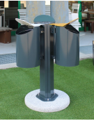 Cestino per la raccolta differenziata con 3 contenitori, completo di coperchi e posacenere, da tassellare - cm 81,6x75x109,5h