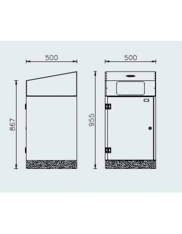 Cestone con sagomatura dei fori per la raccolta differenziata a 1 settore,  in acciaio inox - cm 50x50x95,5h