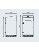 Cestone con sagomatura dei fori per la raccolta differenziata a 1 settore, in acciaio zincato e verniciato - cm 50x50x95,5h