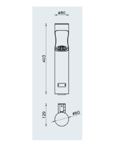 Spegnisigarette realizzato in acciaio zincato e verniciato. Da fissare a muro - cm Ø8x40,3h
