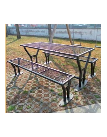 Set Pic Nic con 2 panche senza schienale in acciaio zincato - cm 182x81,9h