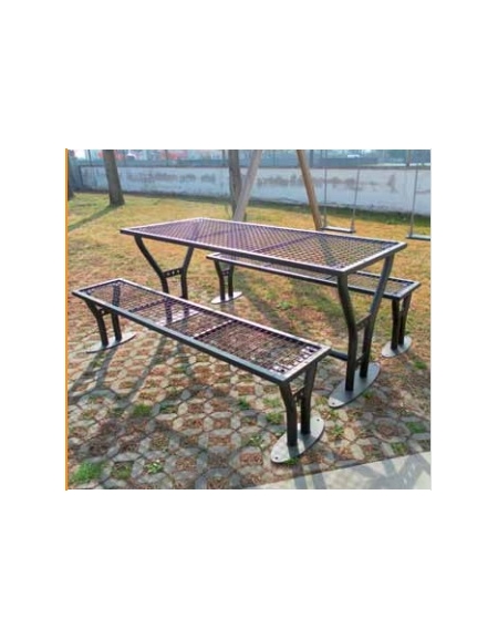 Set Pic Nic con 2 panche senza schienale in acciaio zincato - cm 182x81,9h