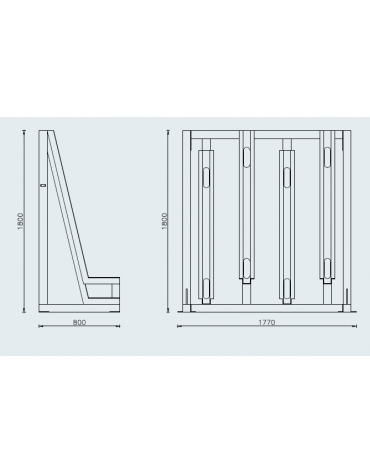 Portabici modulare - modulo per 4 bici - interamente in acciaio zincato e verniciato - cm 177x80x180h
