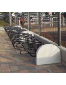 Portabici monofacciale 5 posti, in acciaio zincato e verniciato - Con fianchi in cemento - cm 273,9x135,7x70,2h