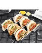 Set 2 vassoi porta tacos in acciaio inox - cm 23x10x5h