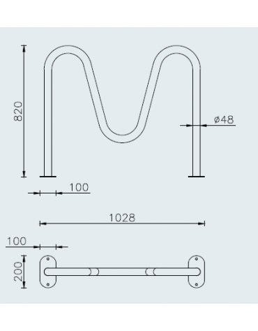Portabici 2 posti alto-basso realizzato in acciaio zincato e verniciato - Da tassellare - cm 102,8x20x82h