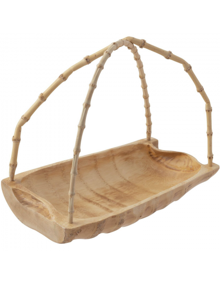 Piatto presentazione per sushi in bambù - cm 22x15x15h