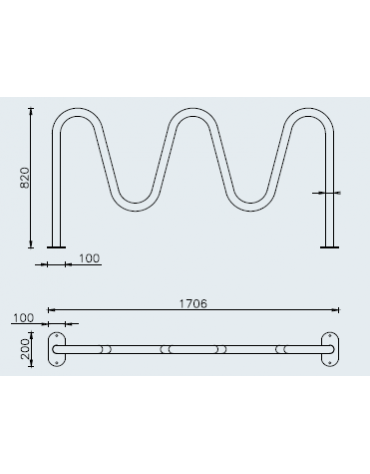 Portabici 3 posti alto-basso realizzato in acciaio zincato e verniciato - Da tassellare - cm 170,6x20x82h