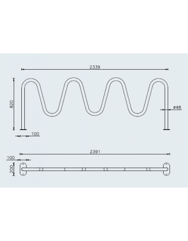 Portabici 4 posti alto-basso realizzato in acciaio zincato e verniciato - Da tassellare - cm 239,1x20x82h