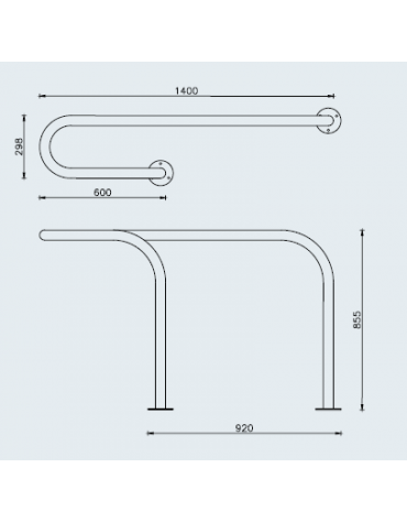 Portabici 1 posto realizzato in acciaio zincato e verniciato - Da tassellare - cm 140x29,8x85,5h