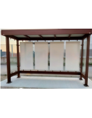 Pensilina in lamiera d'acciaio, parete di fondo in vetro e copertura policarbonato o lamiera coibentata - cm 298x163,7x261,5h