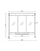 Pensilina in lamiera d'acciaio, parete di fondo in vetro e copertura policarbonato o lamiera coibentata - cm 298x163,7x261,5h