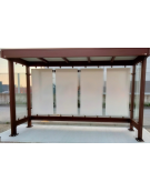 Pensilina in lamiera acciaio, parete di fondo in vetro e copertura policarbonato o lamiera coibentata + 1 parete laterale