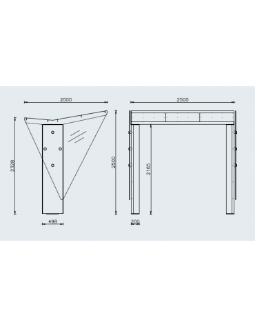Pensilina bus dal design moderno con pareti realizzate in vetro sagomato trasparente - cm 250x200x232,8h