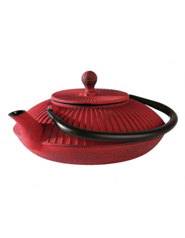 Teiera in ghisa smaltata con colino in acciaio inox - colore rosso - 2-3 tazze - capacità ml 800 - cm 19,5x18x15h