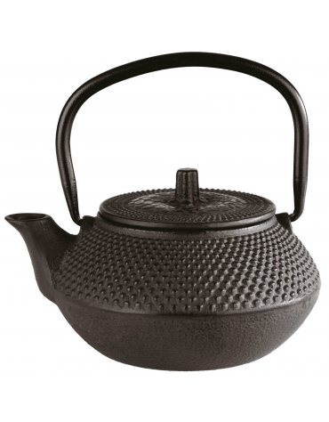 Teiera in ghisa smaltata senza colino - colore nero - capacità ml 300  - cm 12,5x11x12,5h